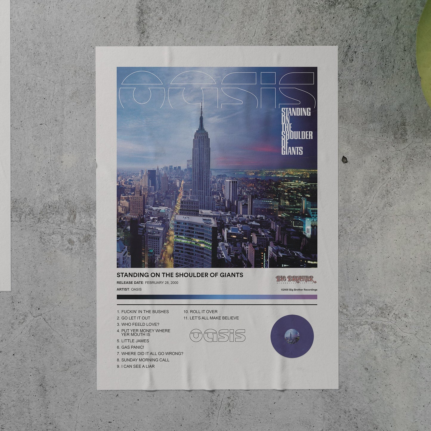 Oasis STANDING OF THE SHOULDER OF GIANTS Album Poster