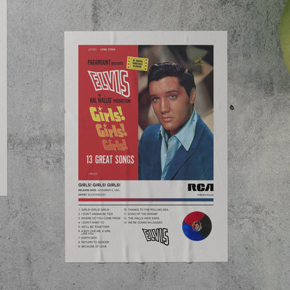 Elvis Presley GIRLS! GIRLS! GIRLS! Album Poster