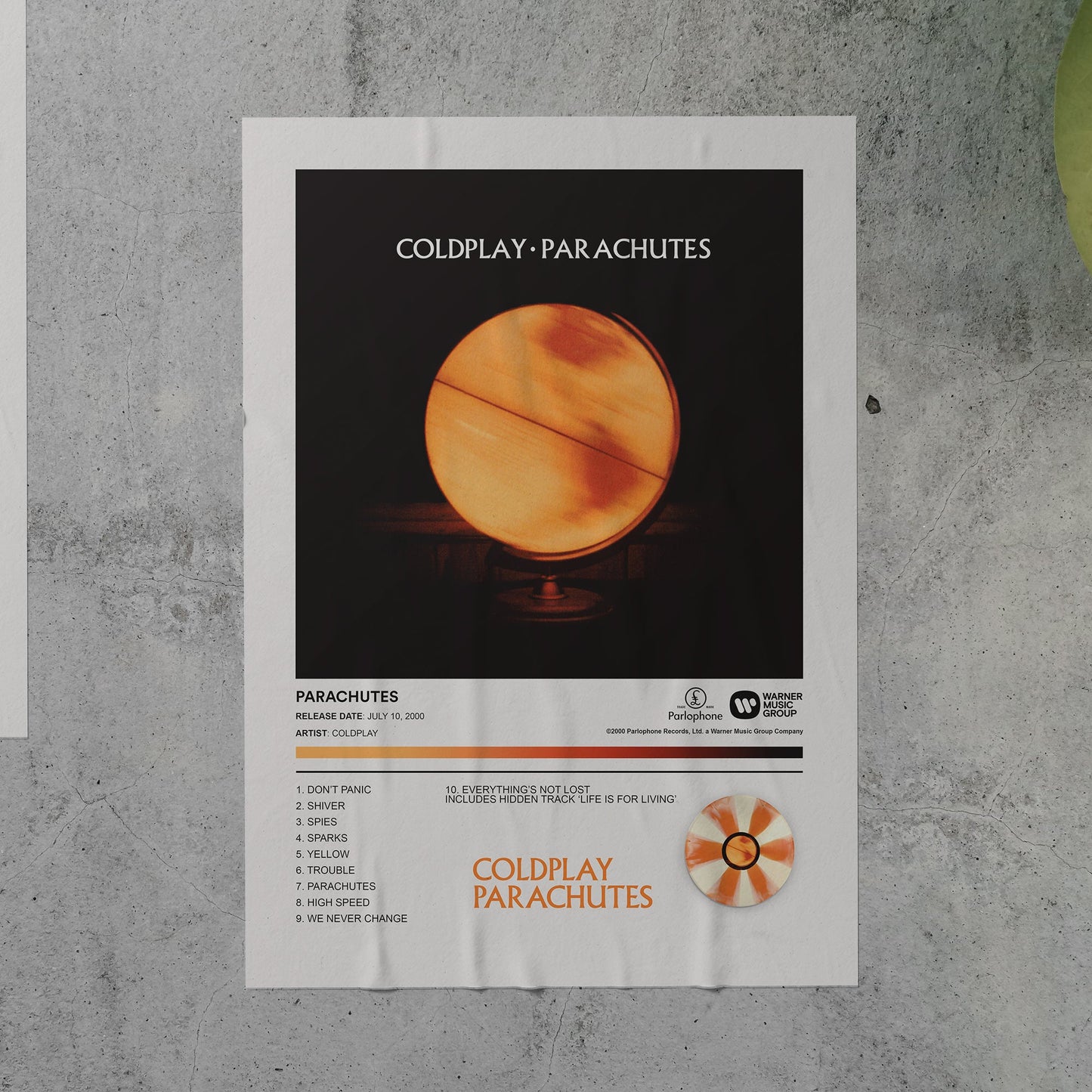 Coldplay PARACHUTES Album Poster