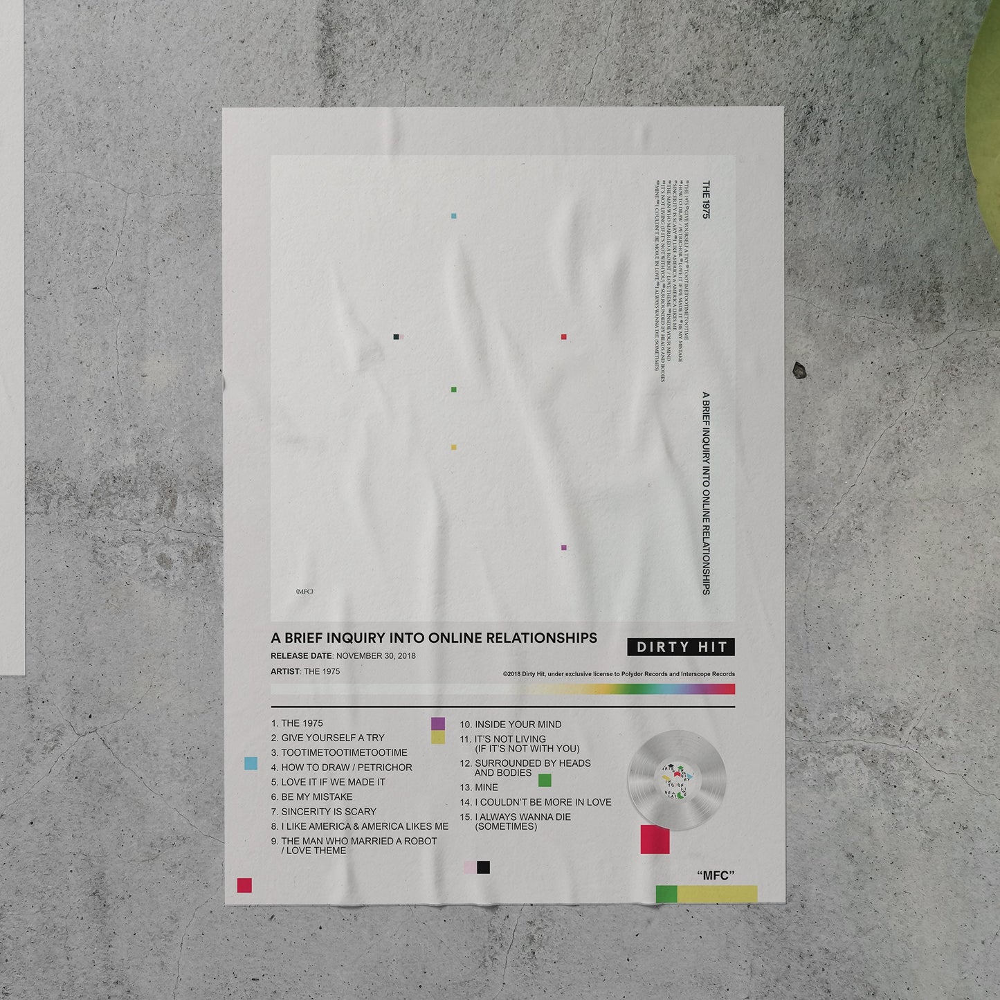 The 1975 A BRIEF INQUIRY INTO ONLINE RELATIONSHIPS Album Poster