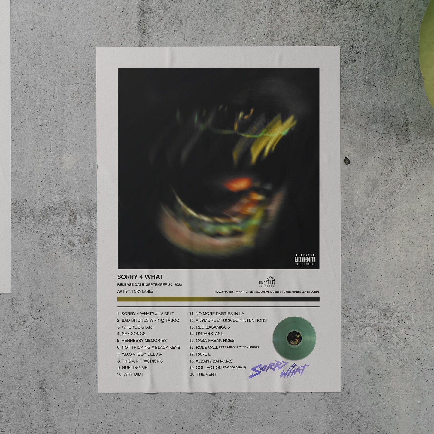 Tory Lanez SORRY 4 WHAT Album Poster